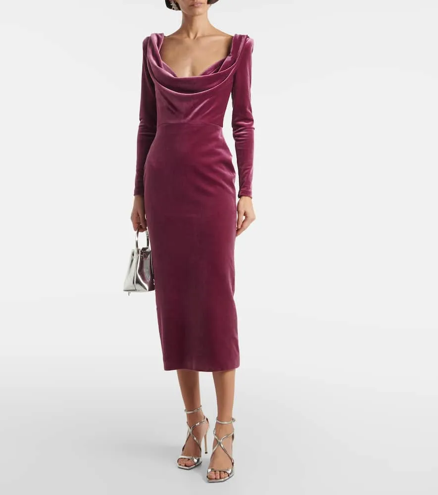Alex Perry Draped velvet midi dress