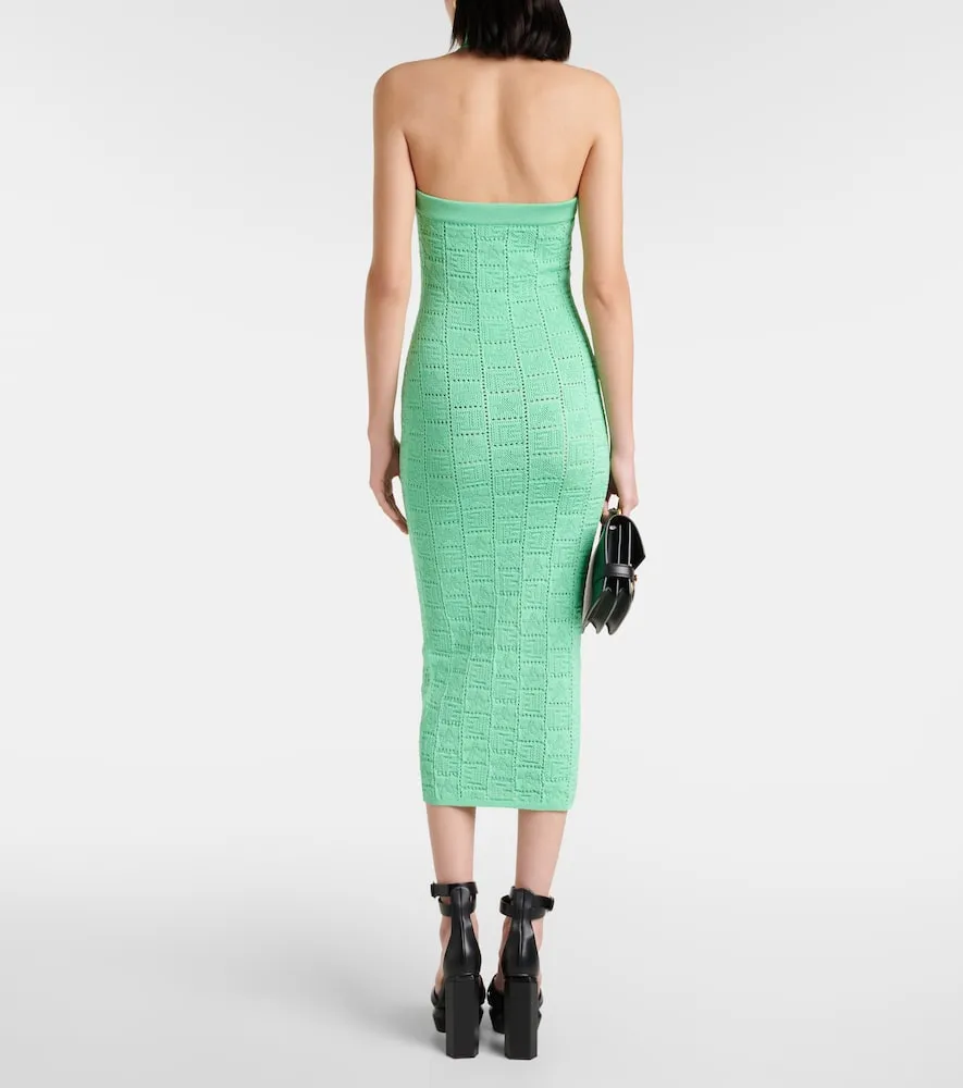 Balmain Monogram openwork midi dress