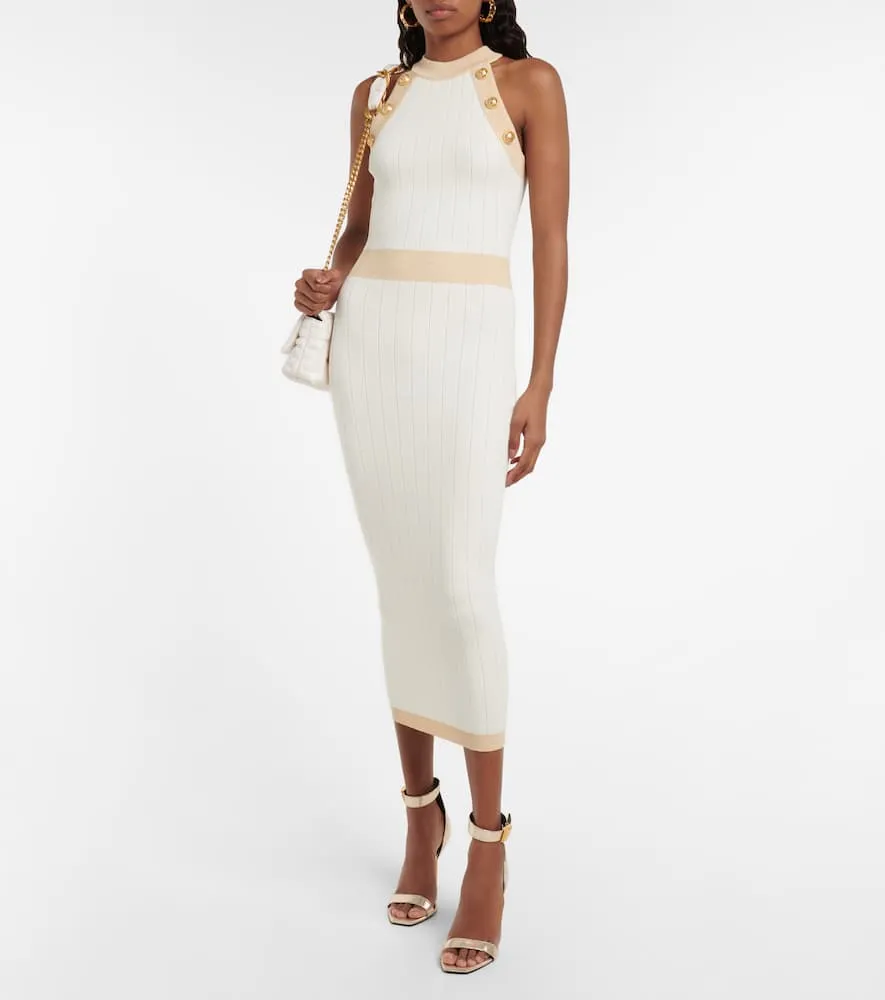 Balmain Ribbed-knit midi dress