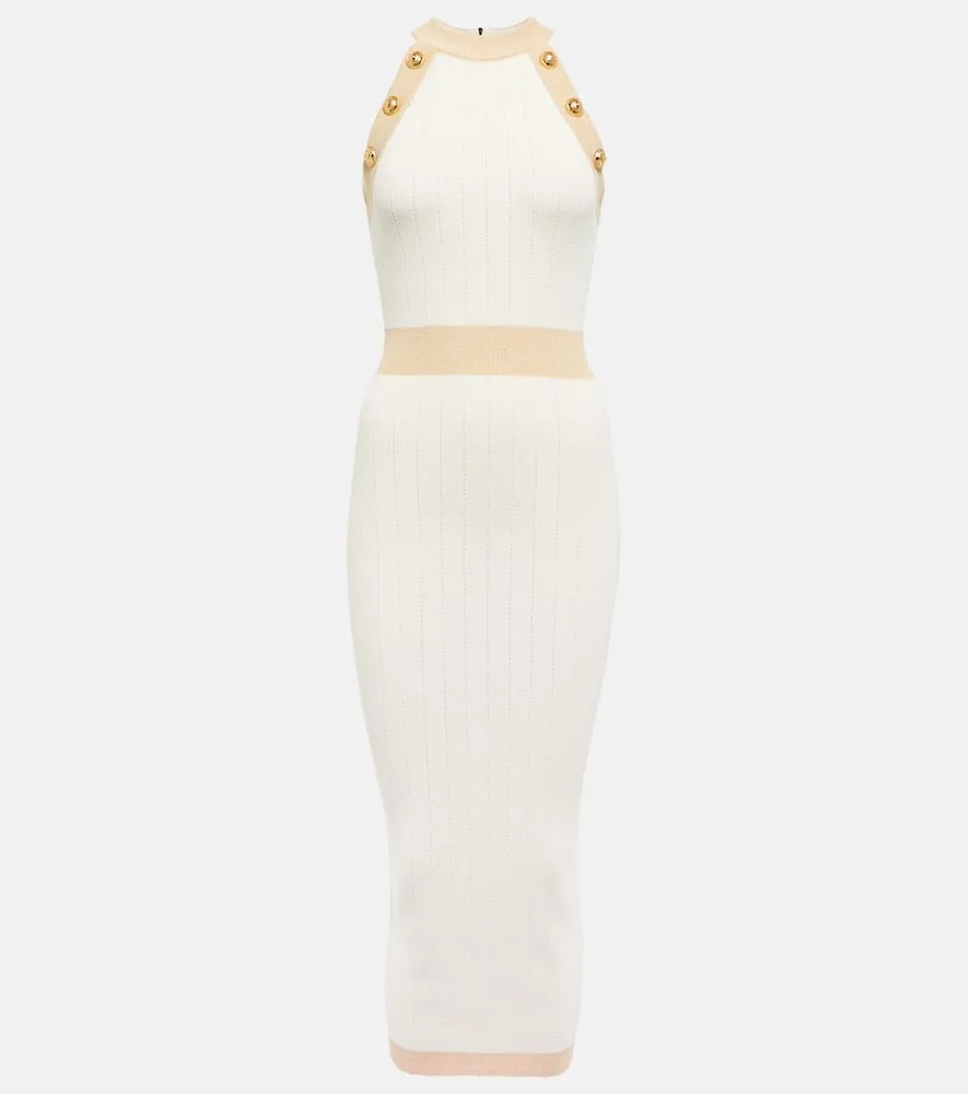 Balmain Ribbed-knit midi dress