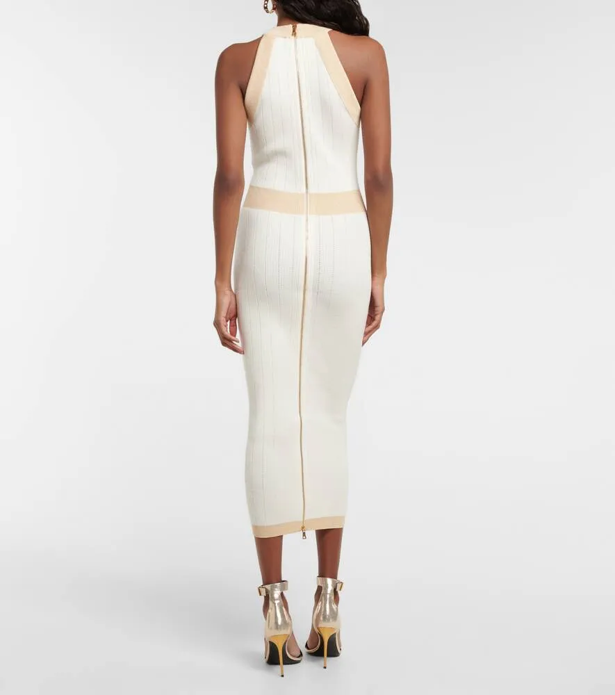 Balmain Ribbed-knit midi dress