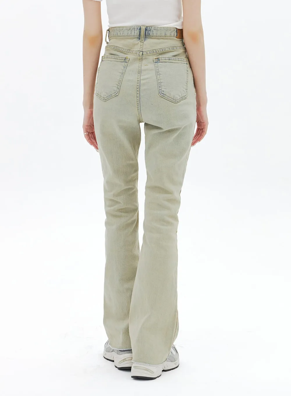 Beige Wash Bootcut Jeans BA320