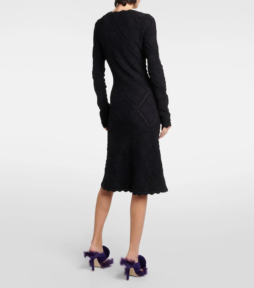 Burberry Scalloped wool-blend midi dress