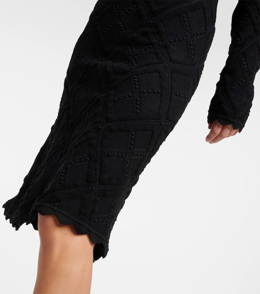 Burberry Scalloped wool-blend midi dress