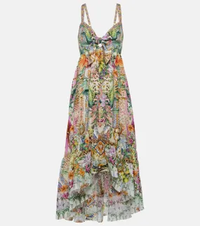 Camilla Asymmetric printed silk midi dress