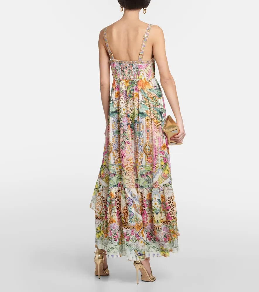 Camilla Asymmetric printed silk midi dress