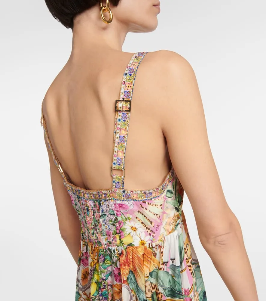 Camilla Asymmetric printed silk midi dress