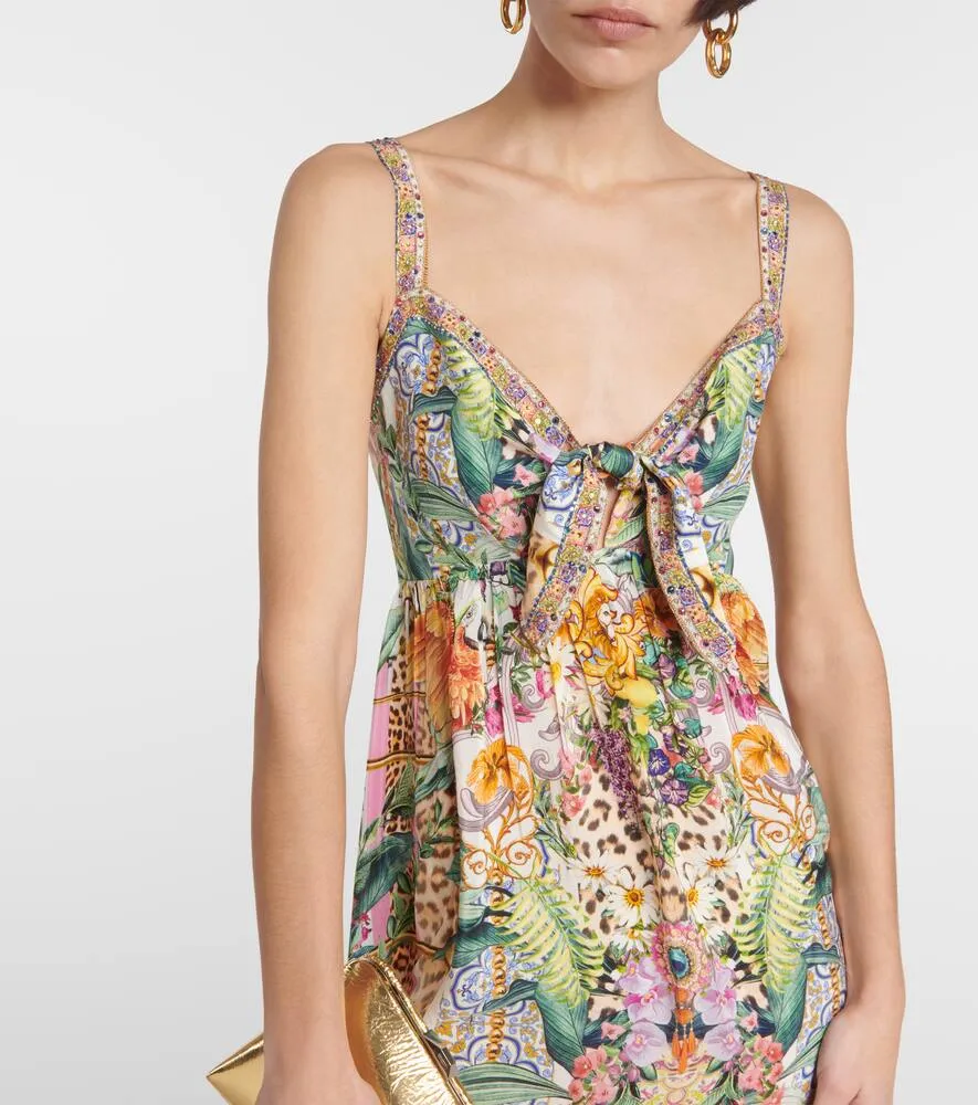 Camilla Asymmetric printed silk midi dress