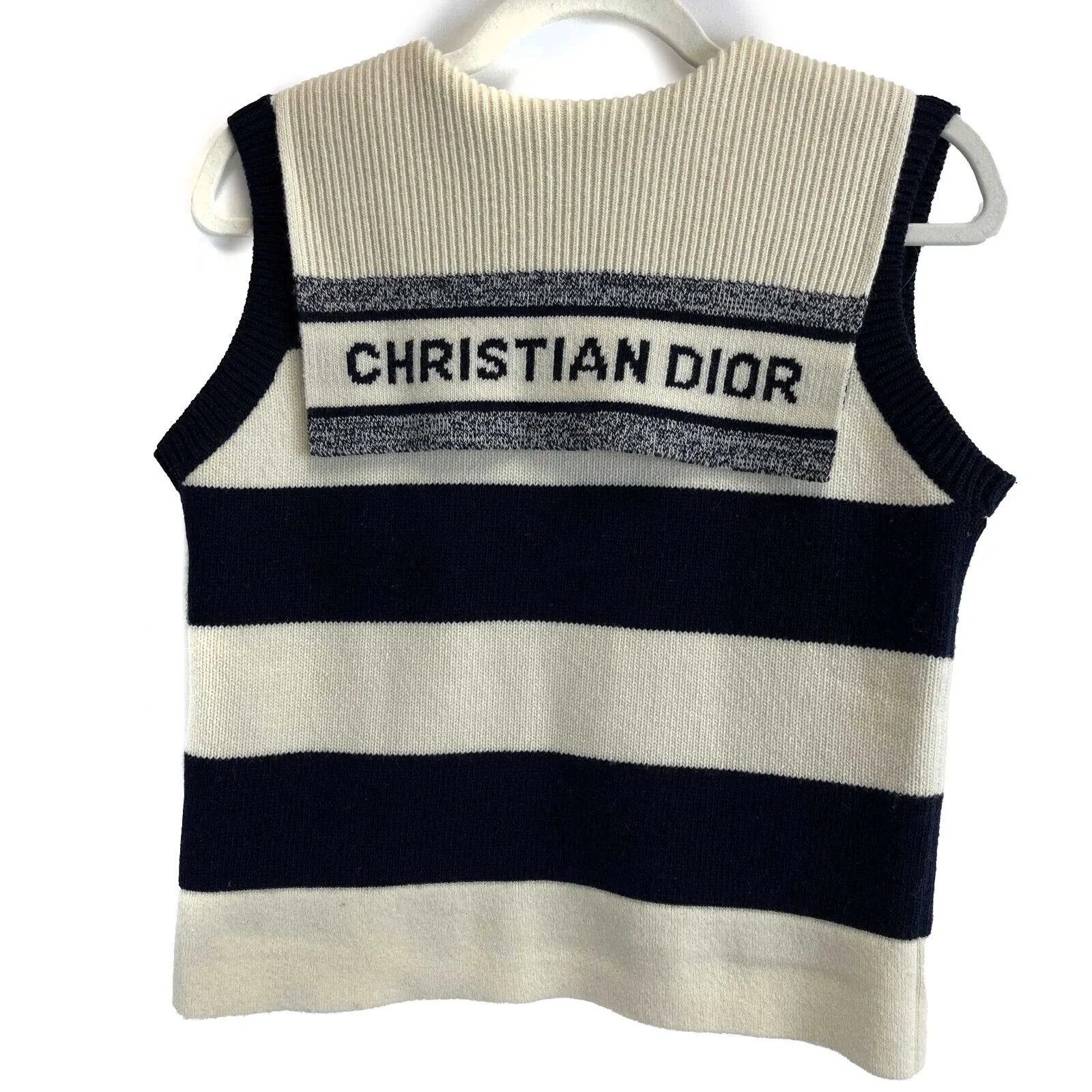 Christian Dior Marinire motif RARE Sailor Sleeveless Sweater Navy Top 34 US 2