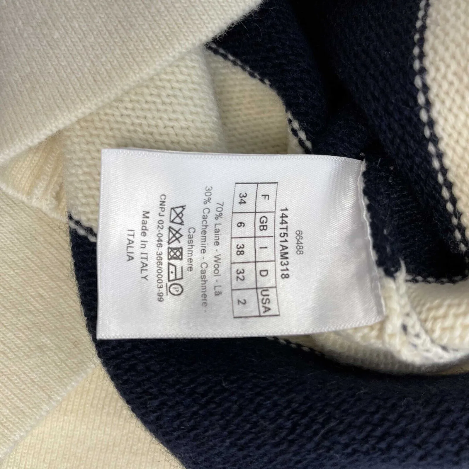Christian Dior Marinire motif RARE Sailor Sleeveless Sweater Navy Top 34 US 2