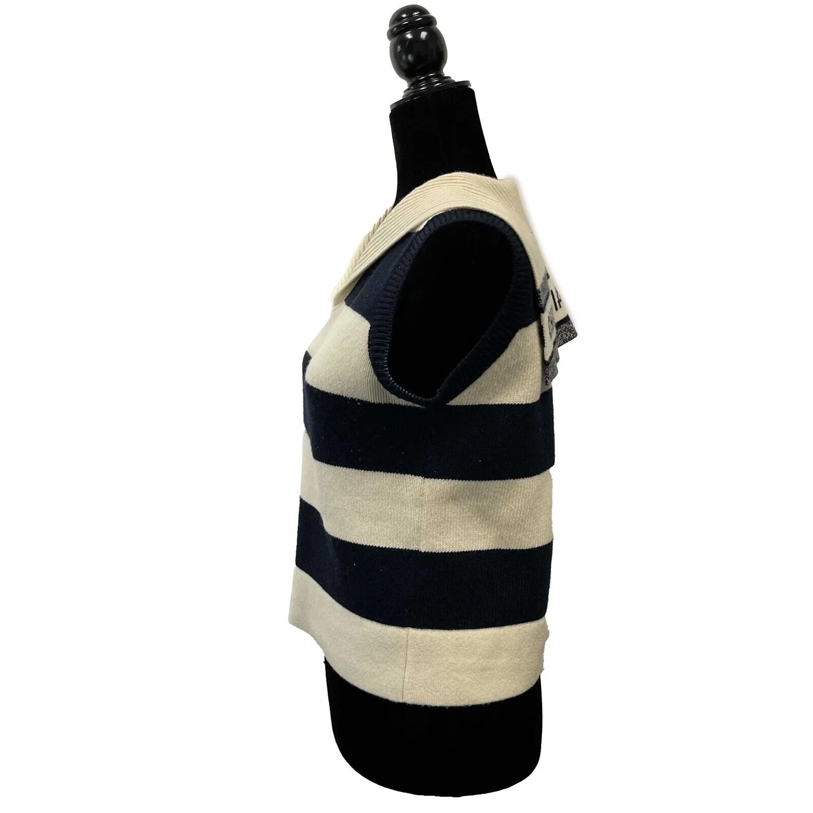 Christian Dior - Marinire motif RARE Sailor Sweater - Cream / Navy Top US 2