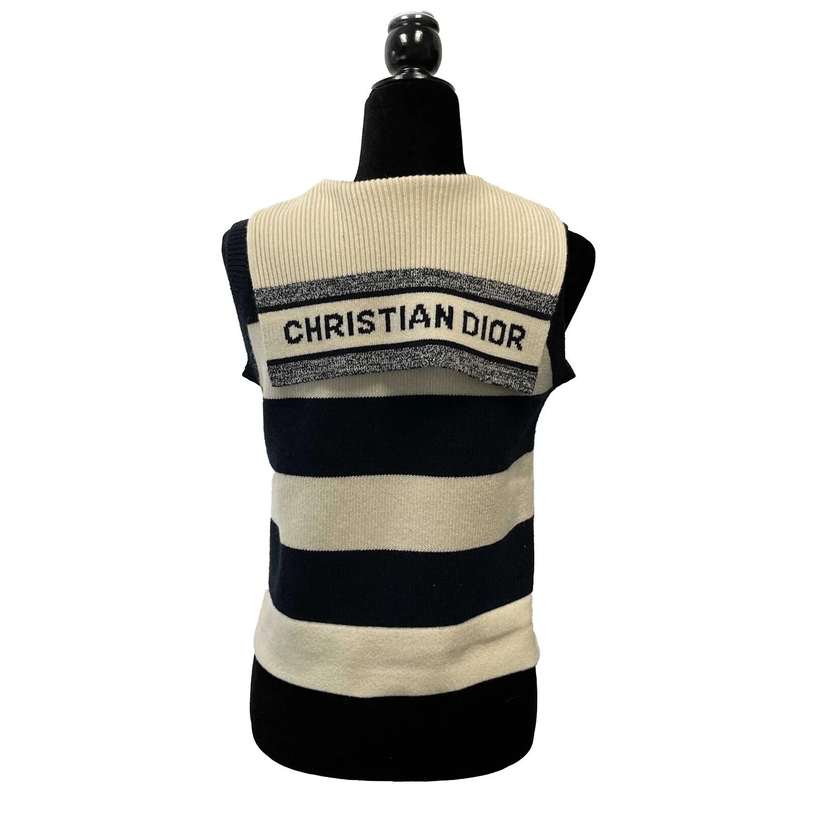 Christian Dior - Marinire motif RARE Sailor Sweater - Cream / Navy Top US 2