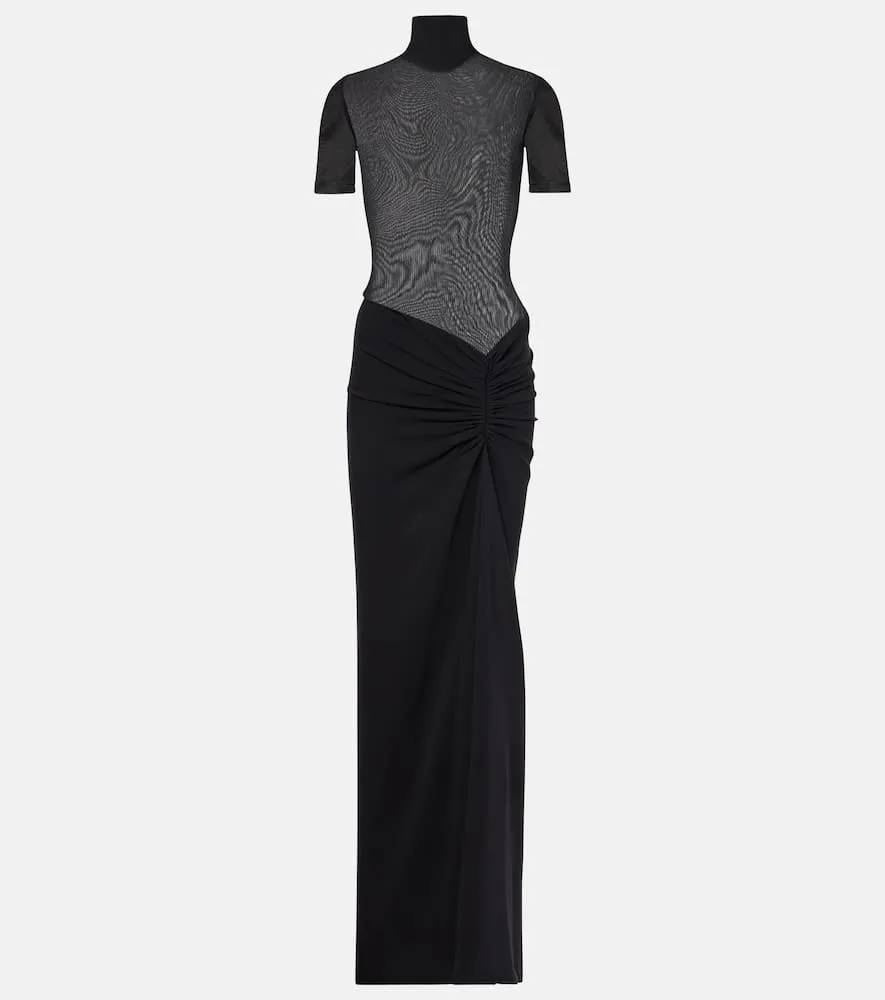 Christopher Esber Fusion gathered jersey and cr√É¬™pe maxi dress