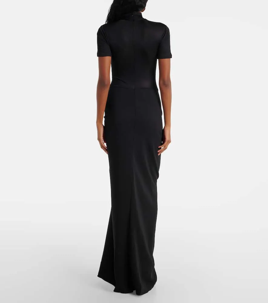Christopher Esber Fusion gathered jersey and cr√É¬™pe maxi dress