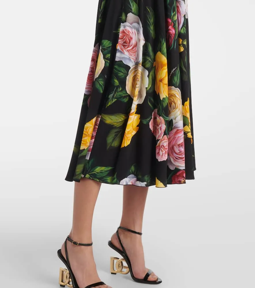Dolce&Gabbana Floral silk-blend charmeuse midi skirt