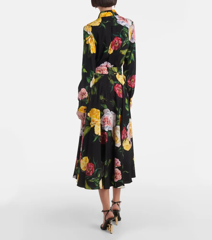 Dolce&Gabbana Floral silk-blend charmeuse midi skirt