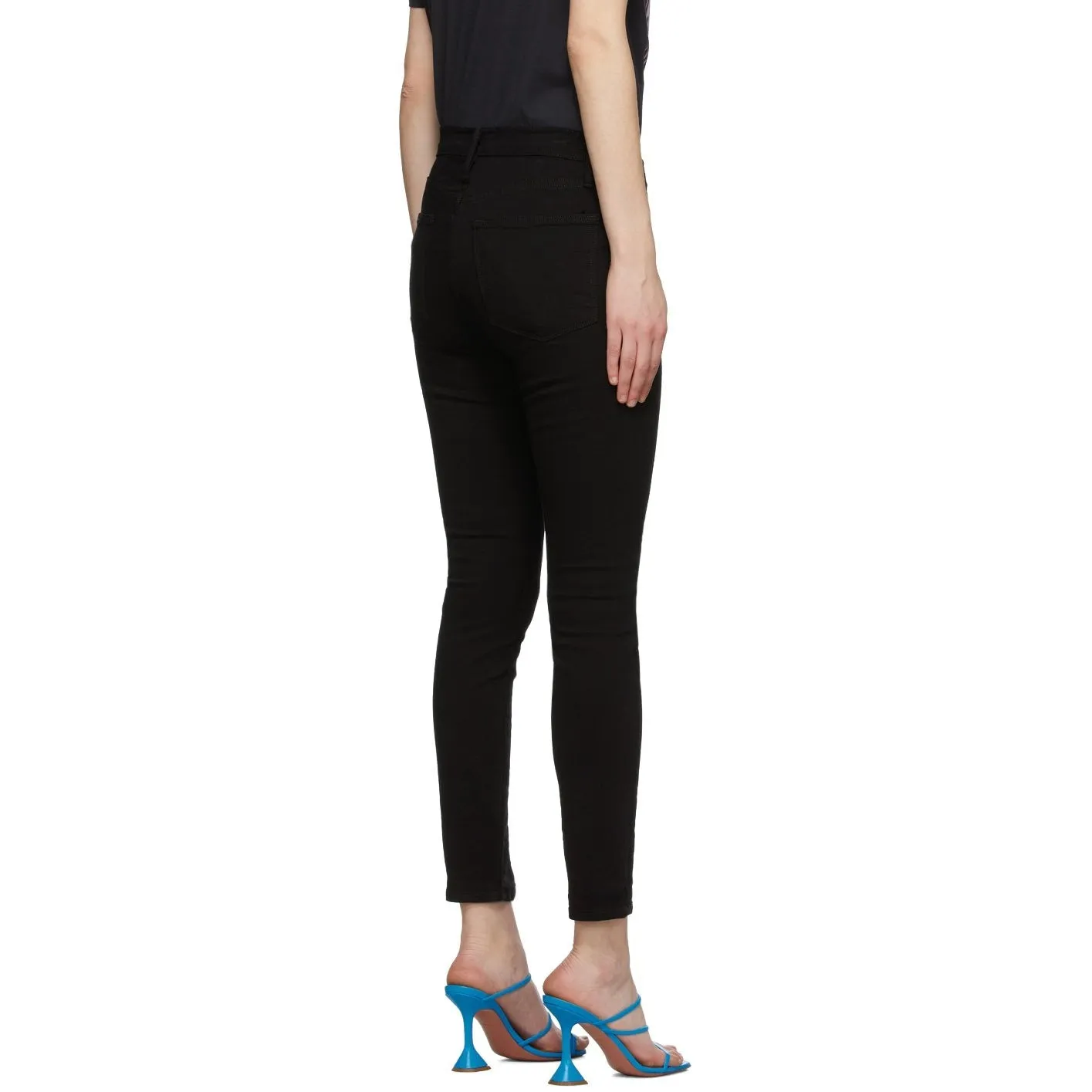 Frame Black 'Le High Skinny' Front Split Jeans