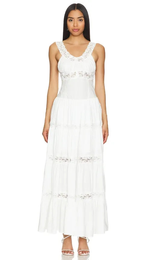 Frankies Bikinis Dakota Rayon Maxi Dress in White