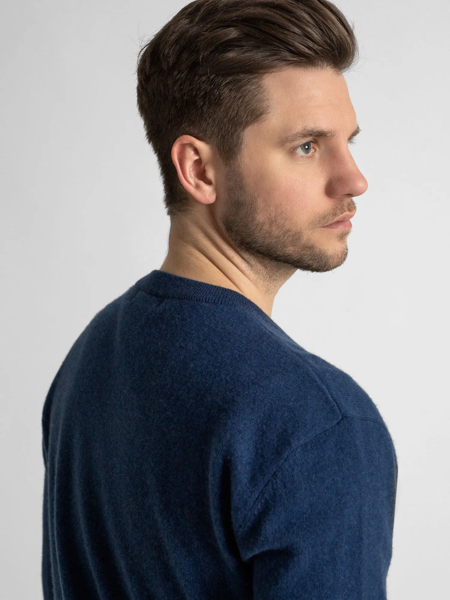 Herre kashmirgenser "V-neck" - mountain blue
