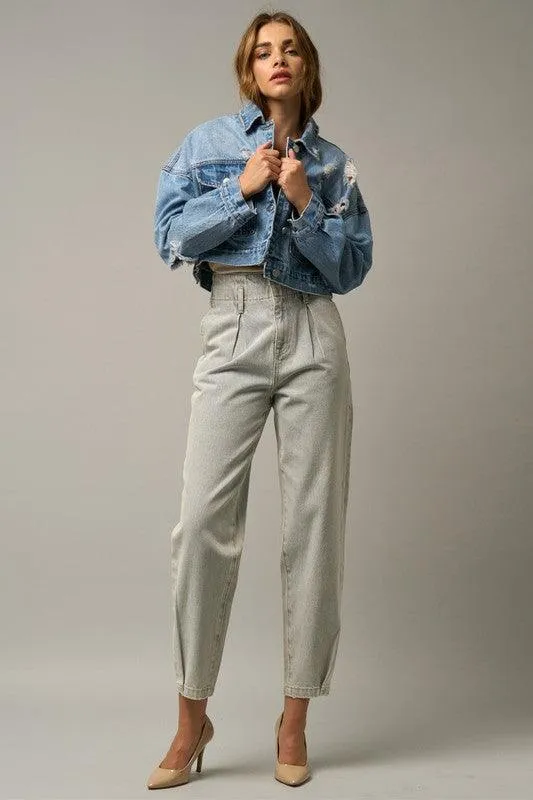 High Waist Balloon Ankle Jeans