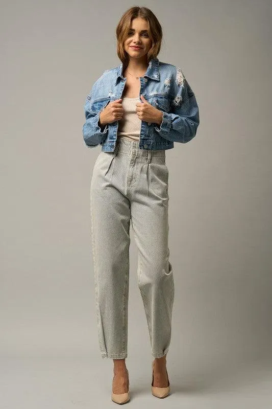 High Waist Balloon Ankle Jeans
