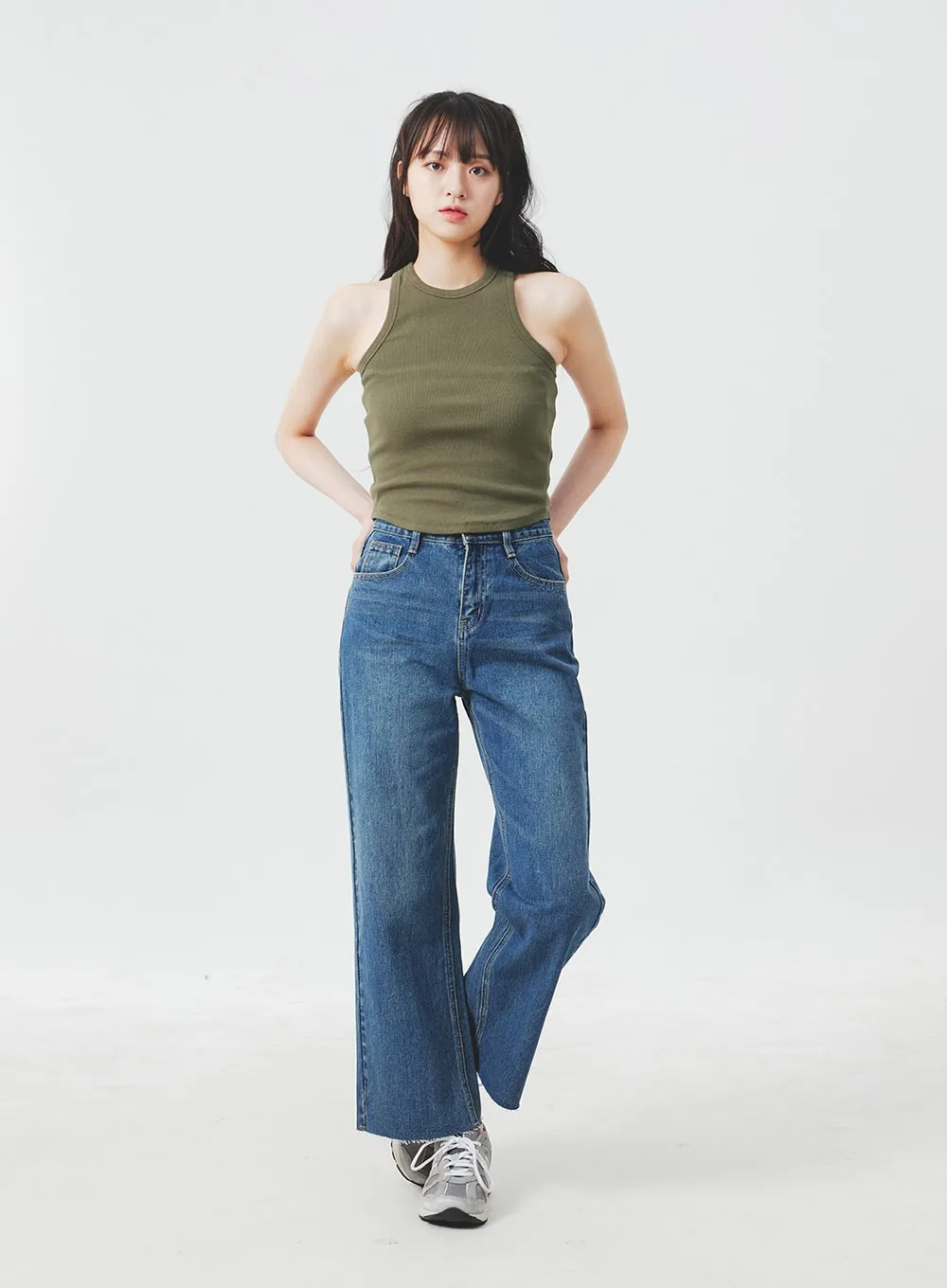 High Waist Mid-Wash Jeans BA305