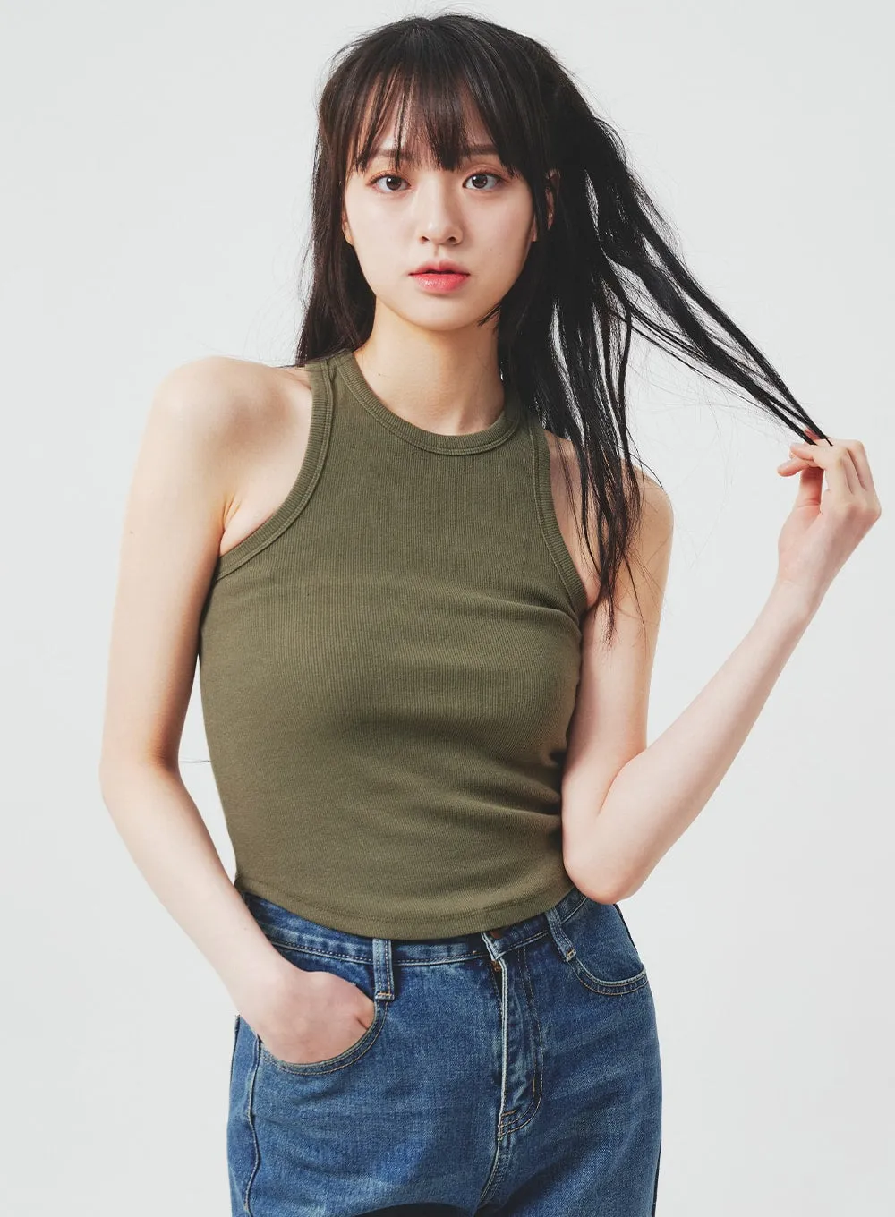 High Waist Mid-Wash Jeans BA305