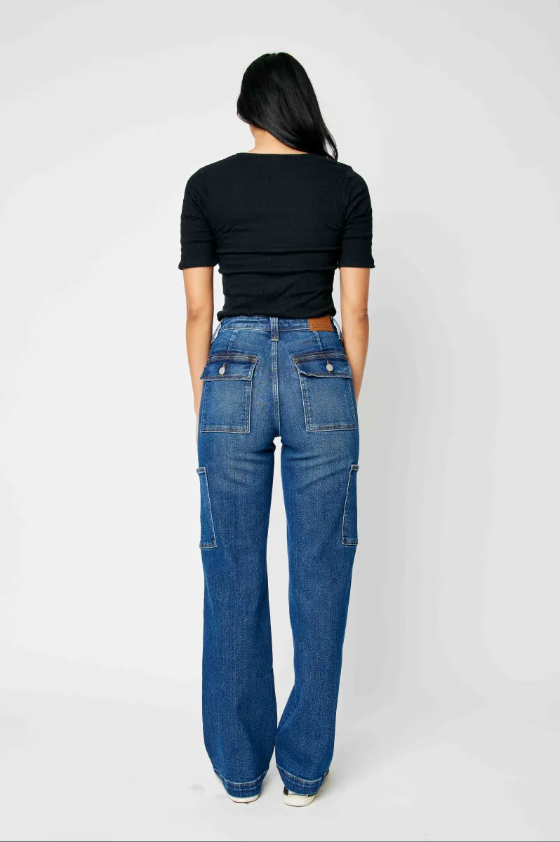 Judy Blue High Waist Cargo Wide Leg Jeans