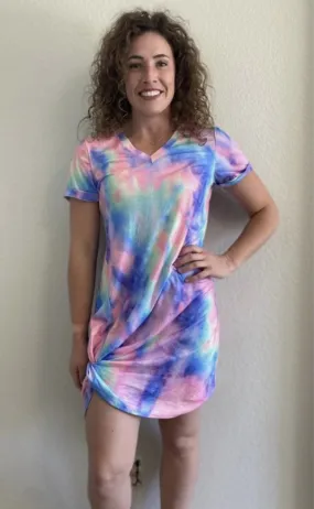 Tie Dye Midi Dress w/Knot - #7436-7439